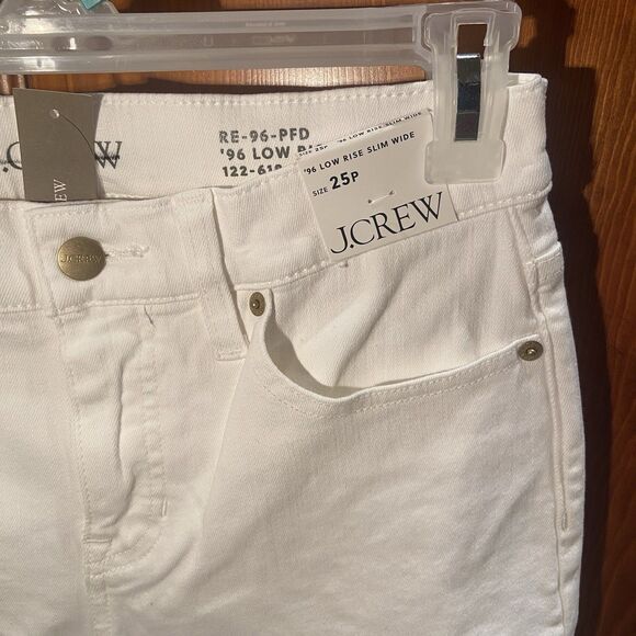 J.Crew Lower-rise Full Length Slim Wide Jean 1996 Stretch White Size 25P Petite - Picture 4 of 12